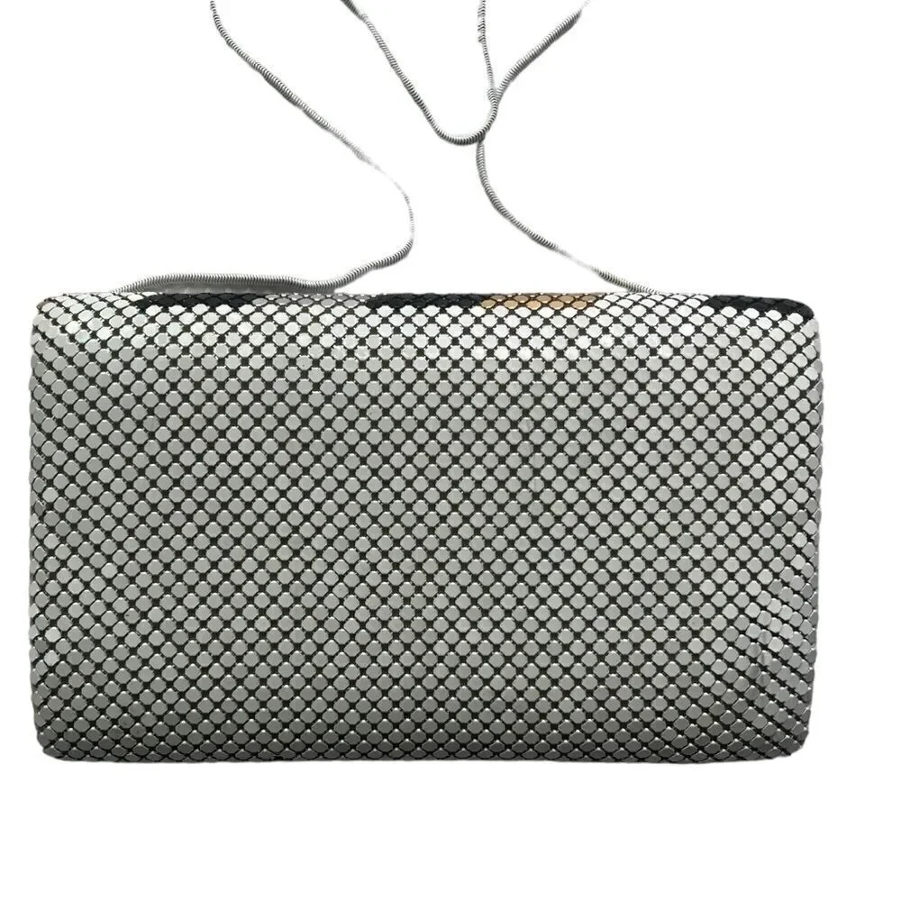 Vintage ELKA Handbag Shoulder Purse White Gold Black Silver Sequin Metal